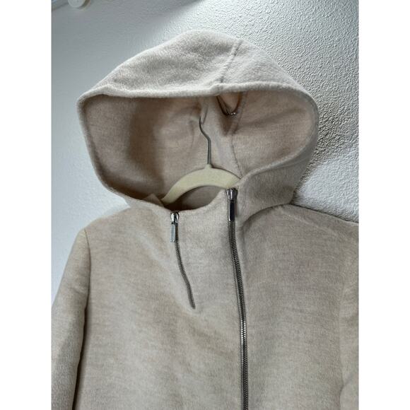 S Max Mara Tan Long Sleeve Front Zip Hooded Wool Angora Shacket 8 - Picture 6 of 16